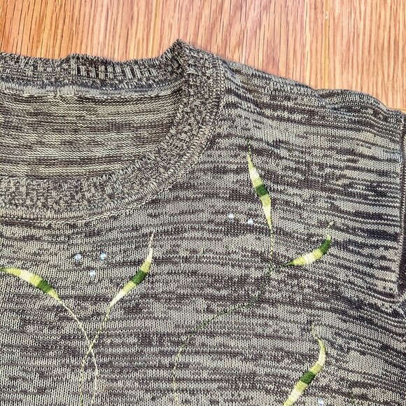 Vintage Embrodered Knit Sweater Green – S - Picture 11 of 14